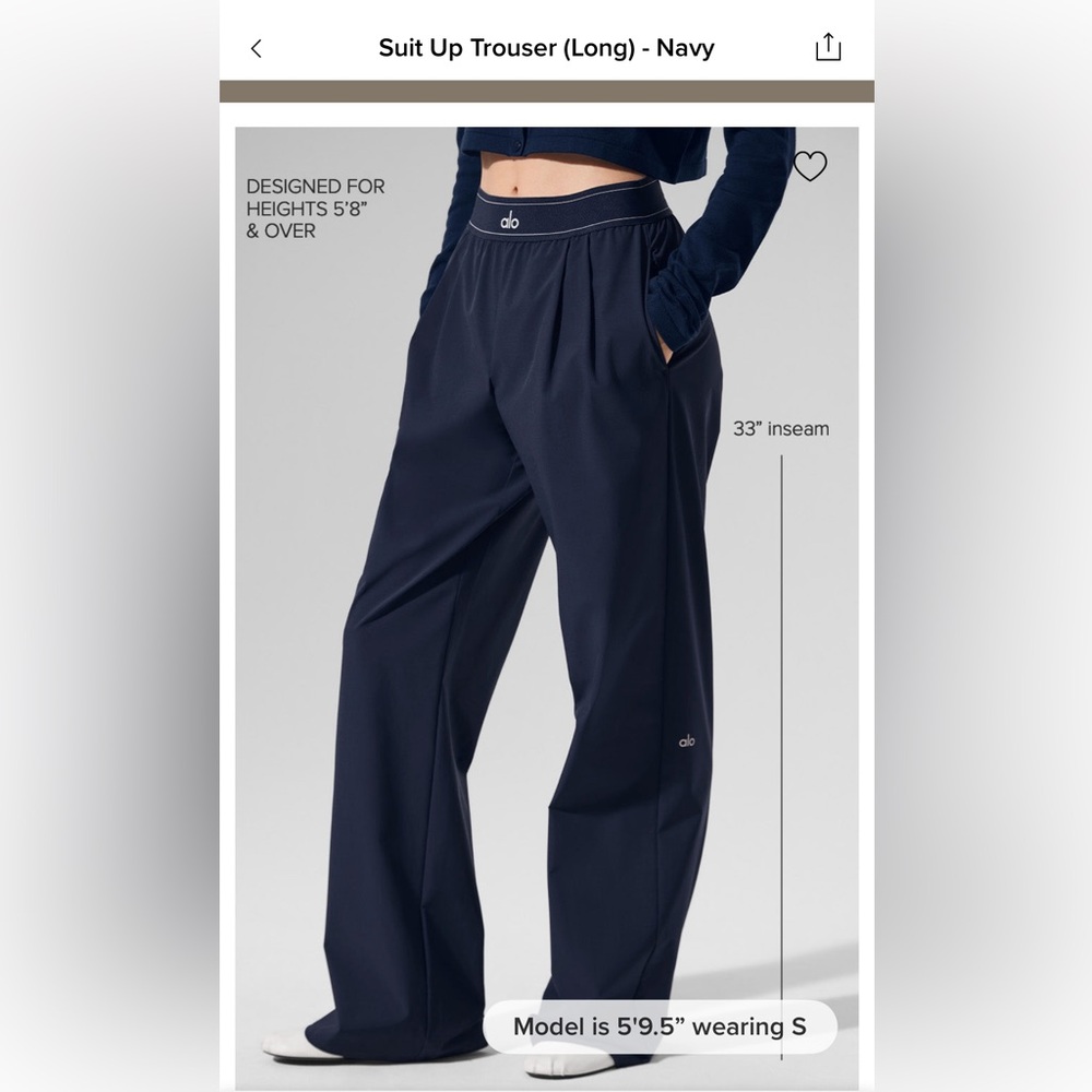 Alo Navy Suit Up Trousers